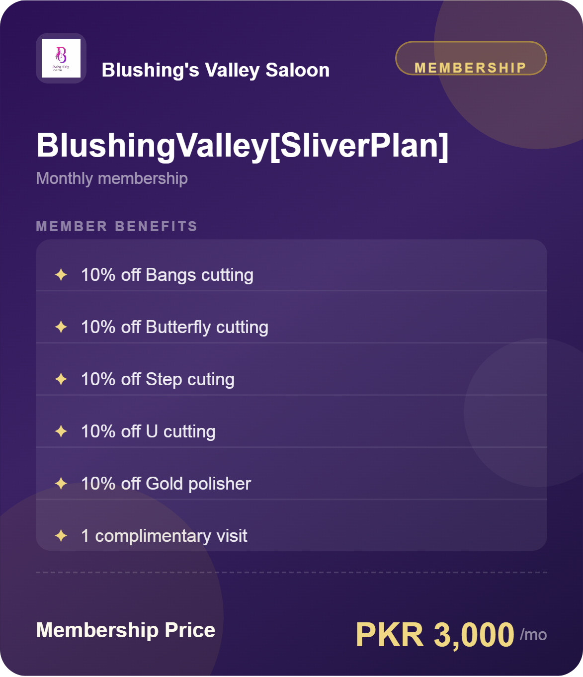 90 Day Silver Membership Plan Blushing Valley